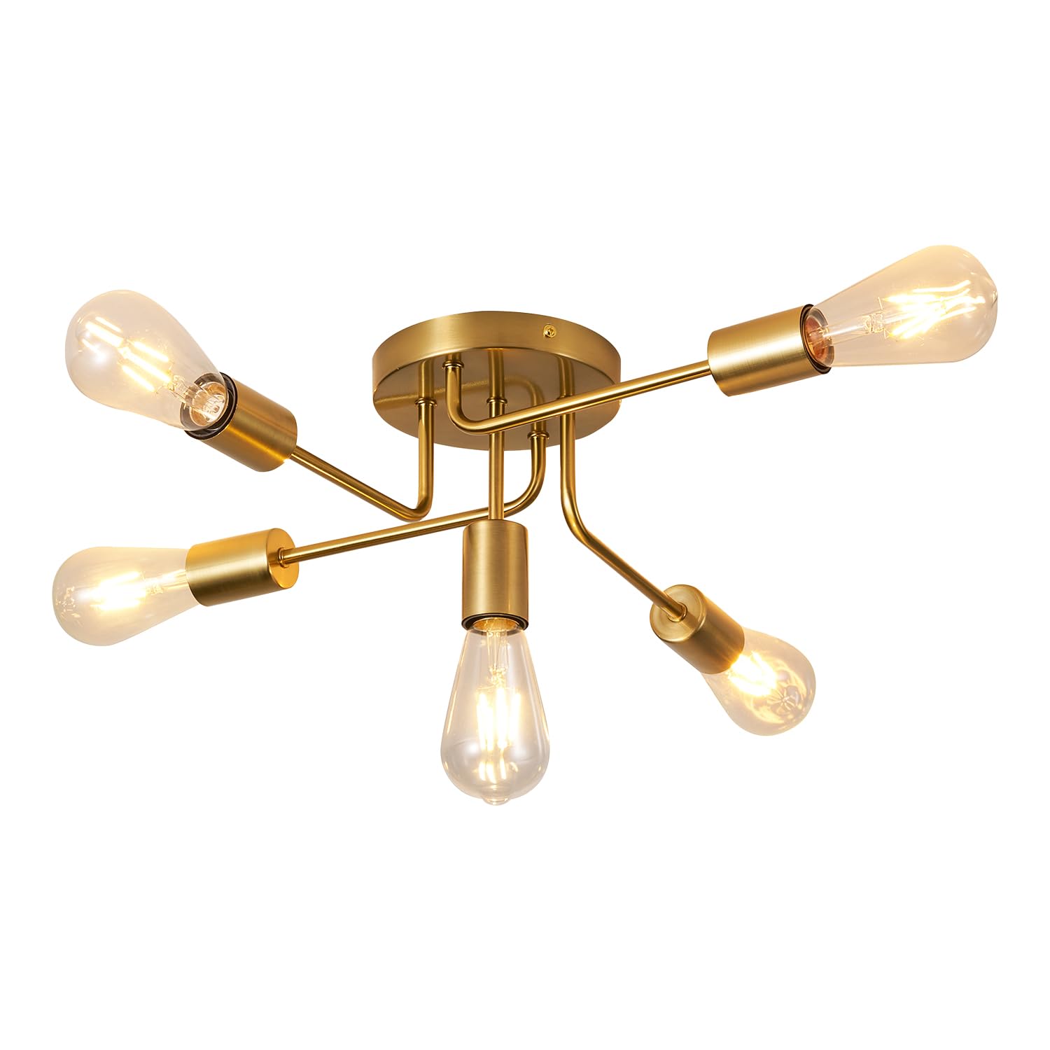 Sputnik Ceiling Light, 5 Lights E27 Vintage Gold Flush Mount, Flush light fittings ceilings Modern Sputnik Chandelier Living Room Lights Ceiling for Kitchen Bed & Dining Room Office-Energy Class E