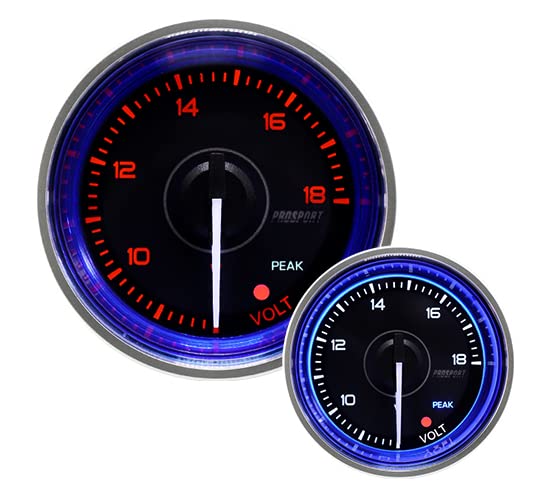Volt Gauge- Electrical Amber/White Crystal Blue Clear Lens with White Pointer Series 52mm (2 1/16