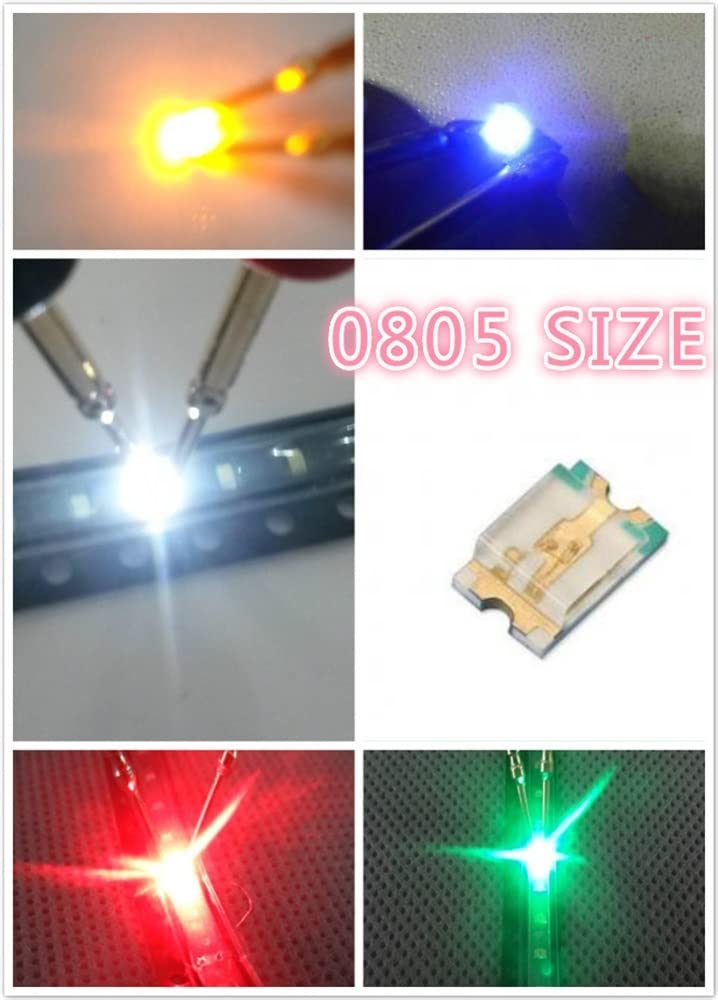 100PCS 0805 Leuchtdiode SMD LED Perle Rot Gelb Grün Weiß Blau Orange Lila Warmweiß(Color:Orange)