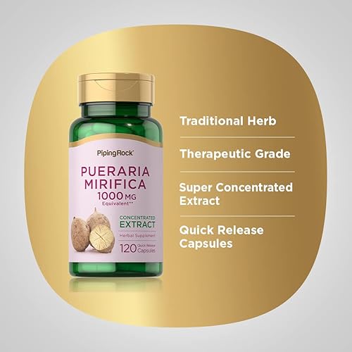 Miniatura 4 de Piping Rock Pueraria Mirifica Cápsulas 1000mg | 120 unidades | Extracto concentrado | Suplemento herbario | Sin gluten, sin OMG