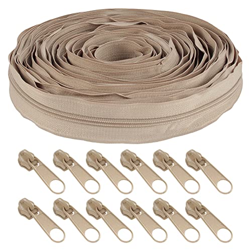 Fermetures éclair au mètre marron pour couture de sac pochette housse avec curseur
