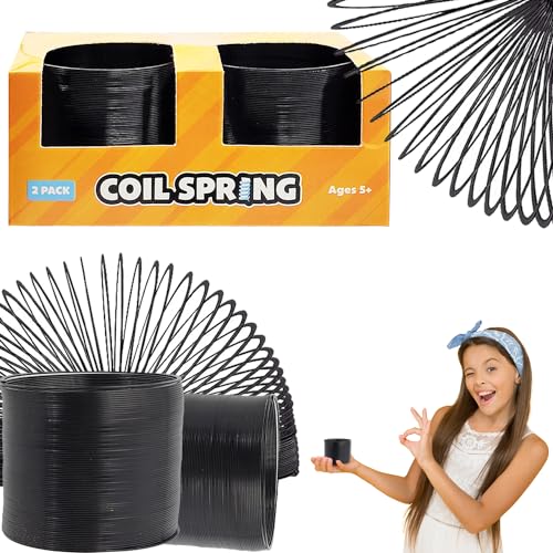 The Dreidel Company Black Metal Coil Spring, Goody Bag Fillers, Party Favor for Kids, Variety of 2.4' (60mm) Individually Boxed (2-Pack)