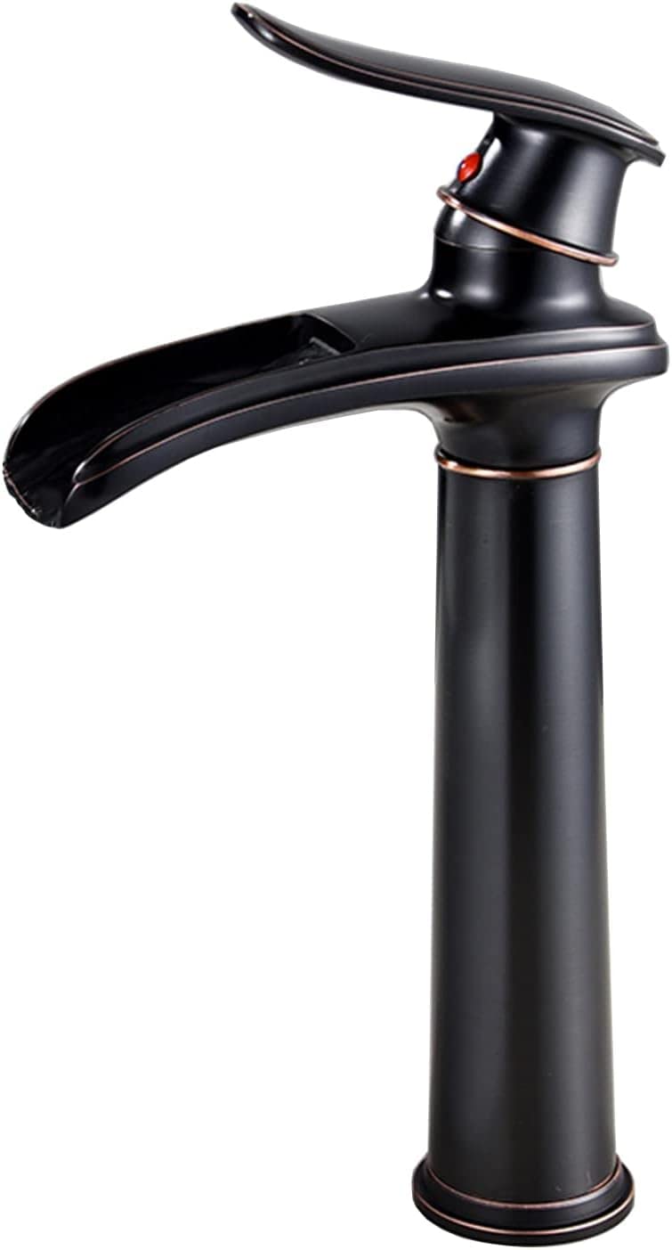 VDOQTLJT Faucet for Bathroom Sink Antique Brass one Hole faucets Single hot and Cold Water Lavatory Black B