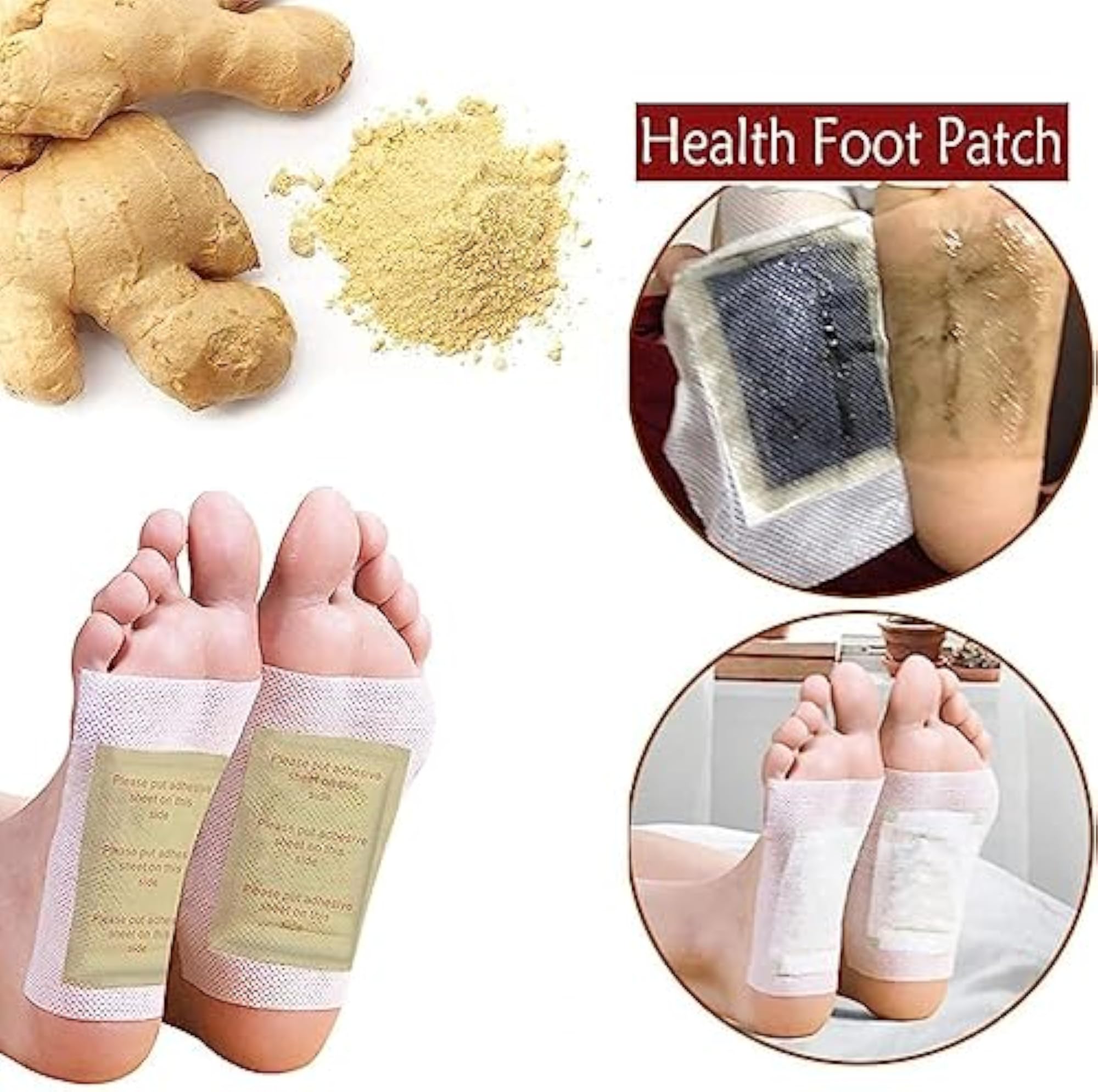 Detox Foot Patches, Organic Ginger Adhesive (10 Pack)