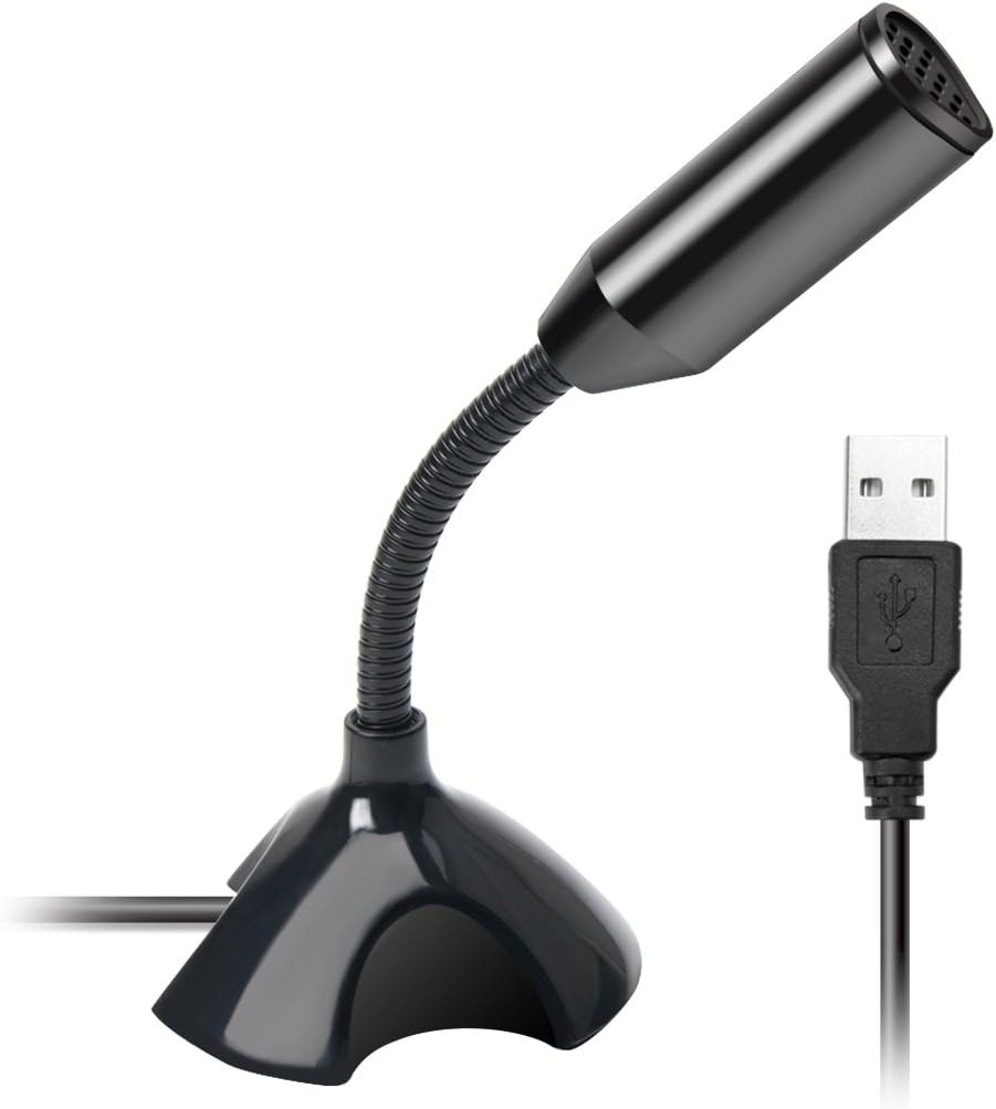 USB Microphone, Plug & Play Home Studio Recording Podcast Microphone with Stand for PC/Computer Recording Skype, YouTube, Google Voice Search, Games