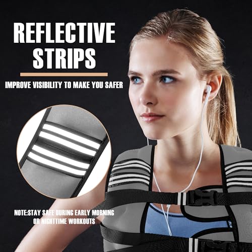 Image of NATURELUX Weighted Vest Men or Women - 5 /10 /15 /20 /25 /30lbs Weights with Reflective Stripe, Weighted Vest for Workout Equipment for Strength Training Running - Walking Weight Loss