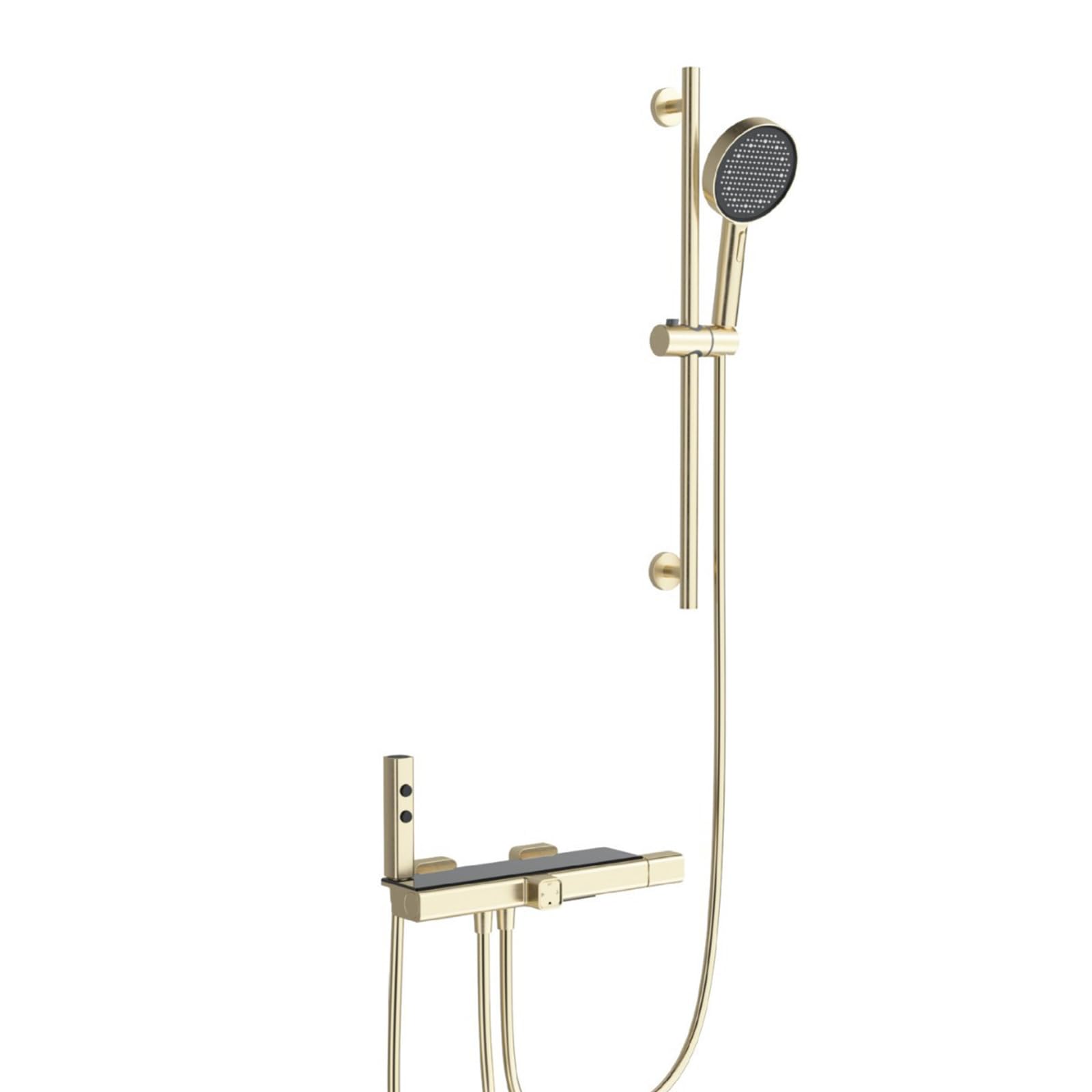 BHGFYXBS Wall Mounted Bath Shower Mixer Tap Rose Gold Waterfall Bath Mixer Tap With Spray Gun Shower Head And Hose Set For Bathtub Faucet,Brushed Gold