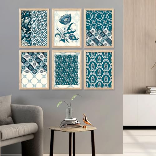 Image of kotart Traditional Indian Art Wall Painting for Living Room Bedroom Office Room Decor - Madhubani Painting with Frame Set of 6 (13x17 inch) Set of 6