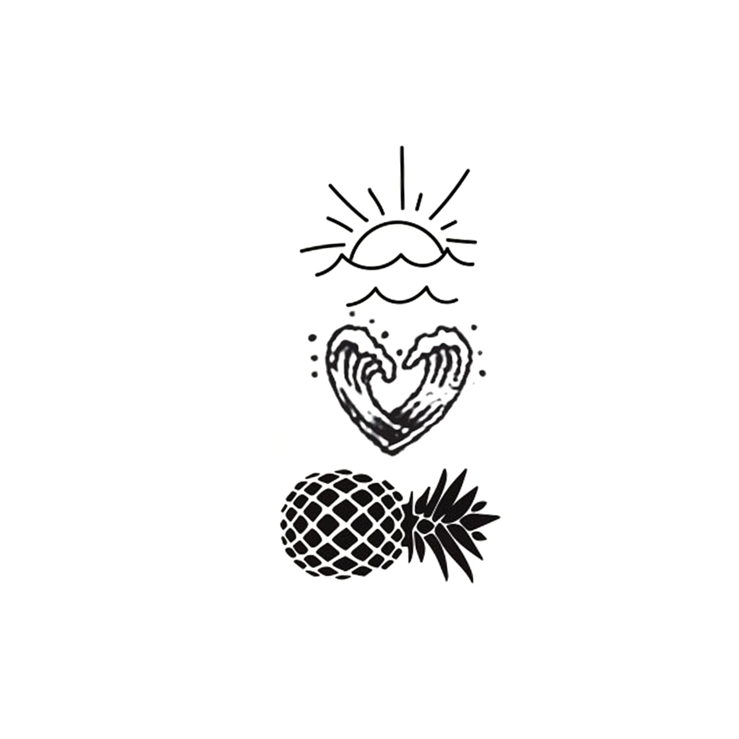 Simply Inked Beach Vibes Temporary Tattoo Pack, Bundle Tattoo Pack for Girls Boys Men Women waterproof Sticker Size: 2.5 X 4 Inch 1pc. l Black l 2g
