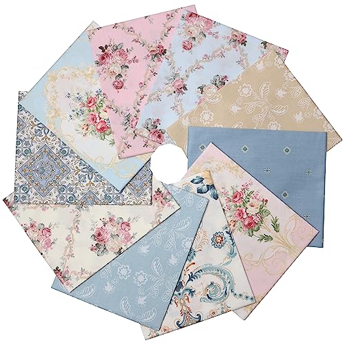 Hanjunzhao 100% Cotton Quilting Fabric Bundles 10pcs Fat Quarters 18"x22"-