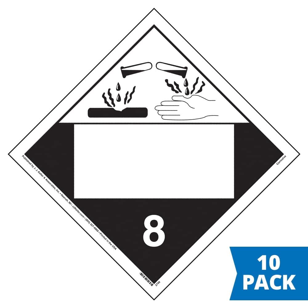 Amazon.com: Class 8 Corrosive Placard, Blank 10-pk. - 10.75