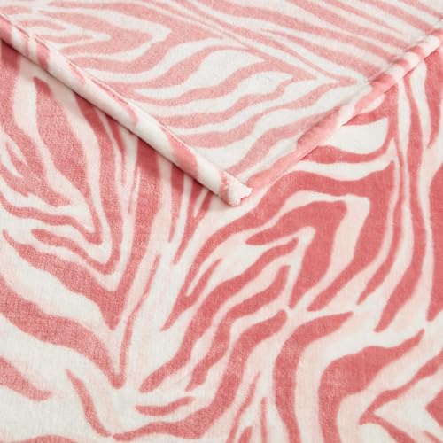 Image of Betsey Johnson - Oversized Plush Throw Blanket, 50 inch x 70 inch, Soft Throw Blanket for Couch or Bed, Cozy Bedding for Year Round (Wild Zebra Pink)