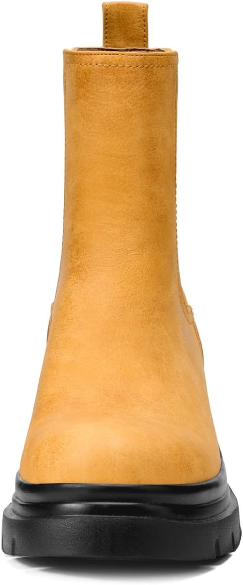 FEMSTEP Women's Chelsea Boots, Slip On Chunky Heel Womens Booties Platform Ankle Boots Round Toe Elastic Ankle Boot for Casual Office Outdoor Shoes - Image 4