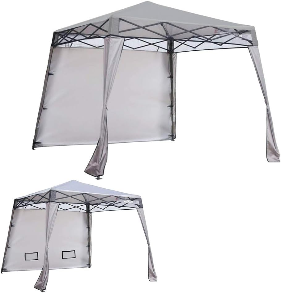 Garden Winds Custom Fit Replacement Canopy Top Cover and Sunshade Compatible with The Ezyfast 20JSEF092301 8' x 8' Base, Canopy Top 6' x 6' Slant Leg Pop Up - Upgraded RipLock 350 Fabric - Slate Gray