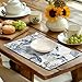 Coastal Beach Placemats Set of 4 Nautical Theme Coral Sea Turtle Navy Blue Place Mat 12x18 Inch Seasonal Summer Ocean Washable Linen Fabric Table Mats for Party Kitchen Dining Decoration