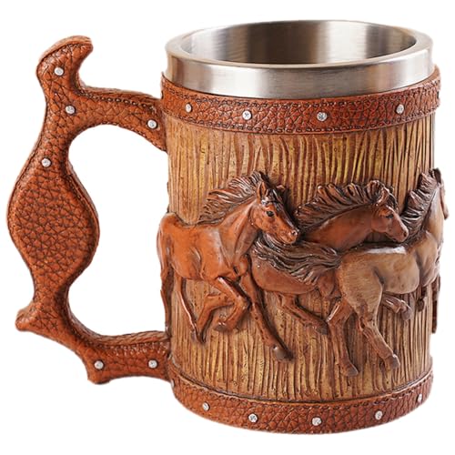 Tasse Viking décorative en résine avec grosse capacité ronde