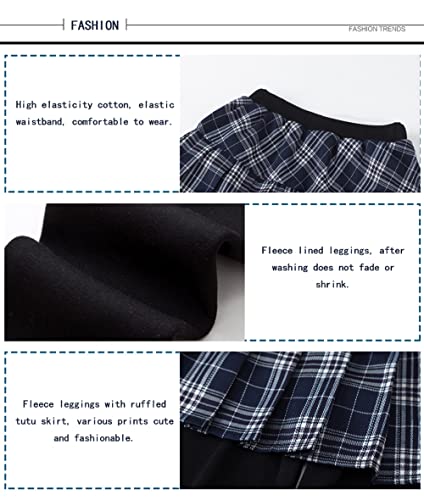 Irelia Winter Girls Skirt Leggings Fleece Lined Tutu Footless Pants Grid Blue 7-8 #TOP1