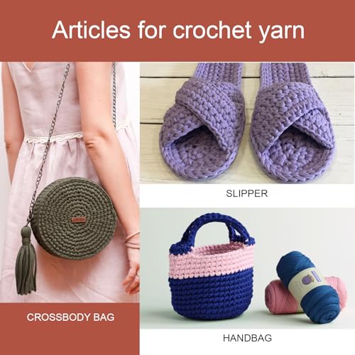 Image of Mooaske 2 Pack T-Shirt Crochet Yarn for DIY Knitting Crochet Cloth Blanket Bag Dolls - 400g Chunky Thick Yarn for Crocheting with Polyester-Spandex Blend Elastic Fabric (Pink)