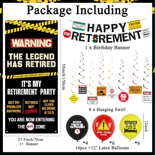 Roetyce Retirement Decorations, Caution Legend Has Retired Door Banner
