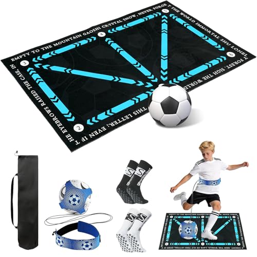 flintronic 90 x 60 cm Alfombrilla de Entrenamiento de Fútbol, Alfombrilla de Fútbol, Alfombrilla de Entrenamiento Antideslizante, Tapete de Entrenamiento de Pasos, Manta de Campo, con Bolsa