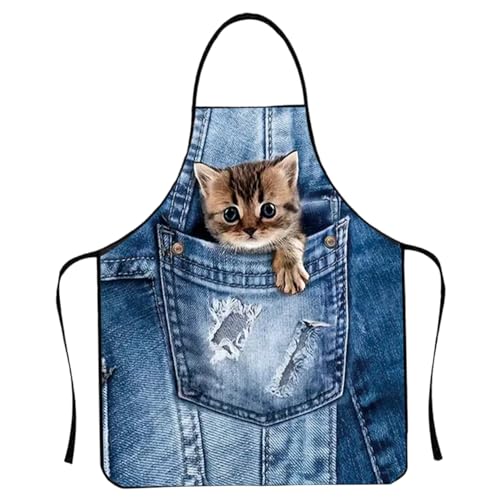 Licsaliwe Delantil de gato impermeable, diseño lindo con correa ajustable para cocina de cocina BBQ/ 24x31.5 pulgadas