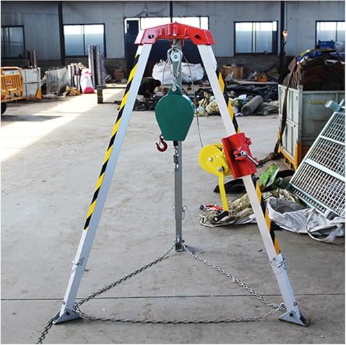 Kit trépied réglable pour sauvetage en espace confiné - Protection antichute d'urgence avec treuil autobloquant, hauteur réglable de 2,5 à 1,65 m, dispositif d'arrêt de sécurité pour la sécu