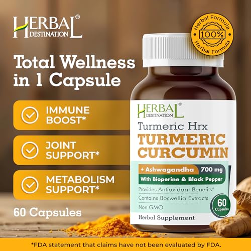 Turmeric Supplement Hrx- Immune Supplement, Metabolism Booster Joint Support Supplement with Turmeric Curcumin, Boswellia, Curcuma & Black Pepper Extract - 60 Capsules - Image 3