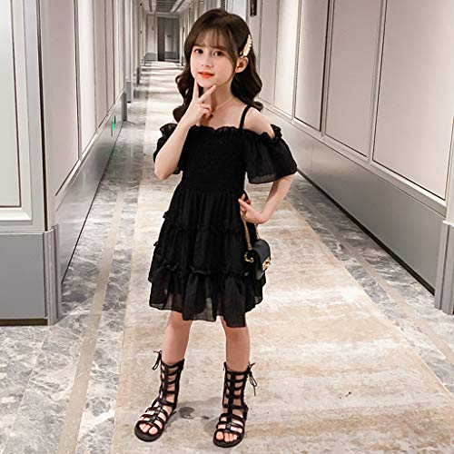 EnJoCho Little Girl Dress Off Shoulder Strap Solid Tutu Princess Dress for Birthday Party Pageant Evening Wedding Dresses4