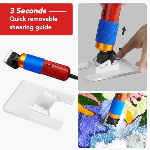 Image of Justuft Rug Tufting Gun with Carpet Trimmer Kit 2 in 1 Rug Gun Machine Starter Kit with Rug Shaver Carpet Making Rug Punch Supplies with Cloth (Transparent)