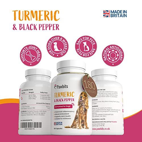 180 Turmeric for Dogs with Active Bioperine Black Pepper | Natural Premium Turmeric Curcumin Capsules suitable for Cats, Horses & Pets Powerful Antioxidant Supplement for Hip & Joints - Image 4