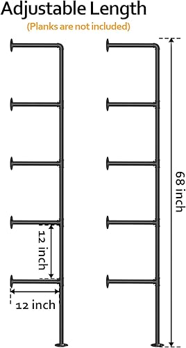 Miniatura 3 de Estante industrial de tubo de hierro para montaje en pared, estantería abierta de casa de campo, estantes de tubería para cocina, baño, estanterías