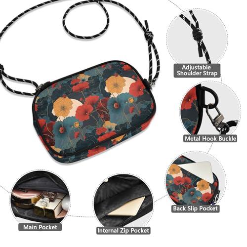 Mini Crossbody Phone Bag, 600D Oxford Fabric, Zipper Pocket, Removable Strap, Compact Sling Pouch for Travel, 104