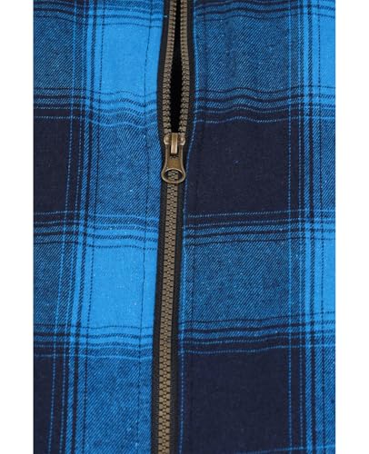 Image of ZENTHACE Men's Sherpa Lined Full Zip Hooded Plaid Shirt Jacket
