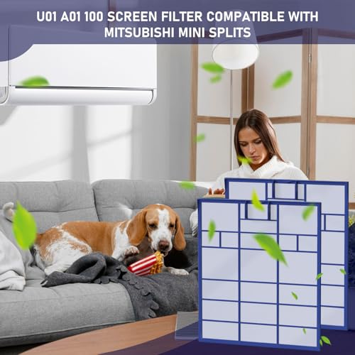 Image of U01 A01 100 Replacement Filter Compatible with Mitsubishi Electric U01 A01 100 Nano Platinum Mini Split Filter, 2 Pack