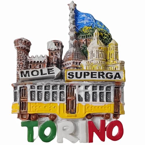Imán decorativo 3D Torino Italy resina pintado a mano miniatura 1