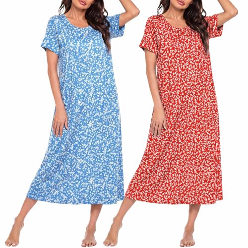 Ekouaer Long Nightgowns for Women Soft House Dress Plus Size Moo Moos - image 1