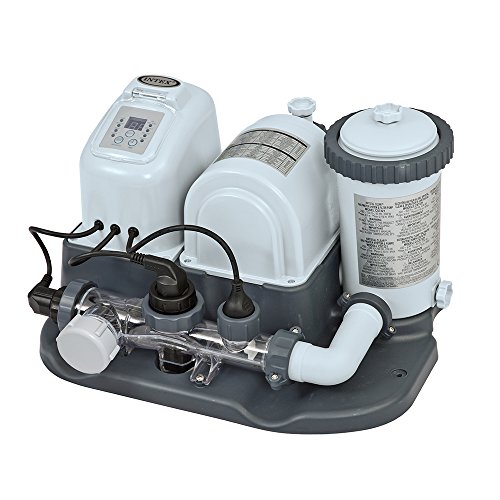 Intex 28673EG Krystal Clear Cartridge Filter Pump & Saltwater System with E.C.O. (Electrocatalytic Oxidation) for Above Ground Pools, 110-120V with GFCI