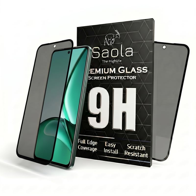 Image of Saola Ultra Privacy Tempered Glass For Realme C63 5G (PACK OF 1) with Free Installation Kit. Full screen Coverage. Free Replacement If Received Damaged - 6.67 inch