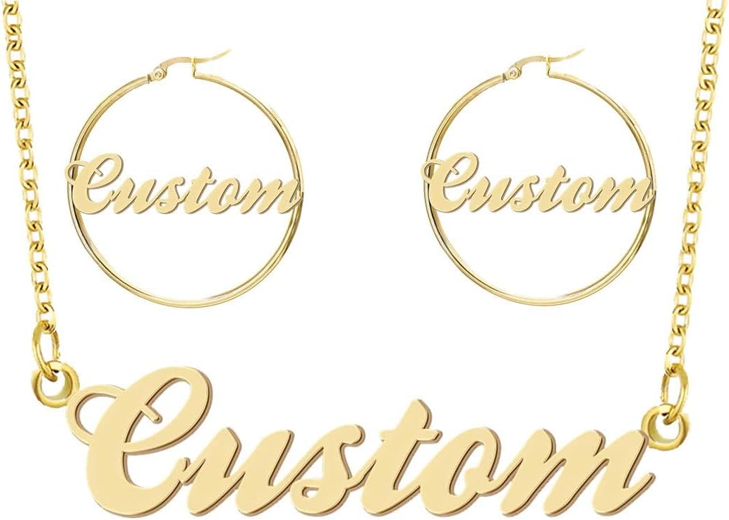 Name Necklace Personalized Engraved Name Pendant for Womens Friends