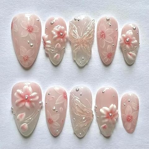 24Pcs Short Almond Press on Nails - Summer Nails Cover