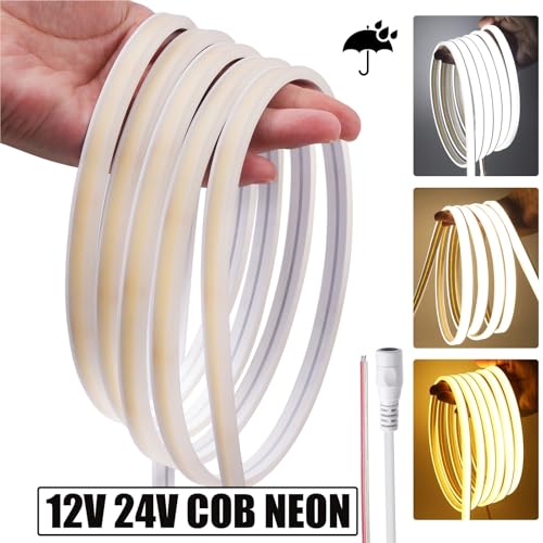 Tira de LED COB Neon 12V 1m IP67 Blanco cálido miniatura 4