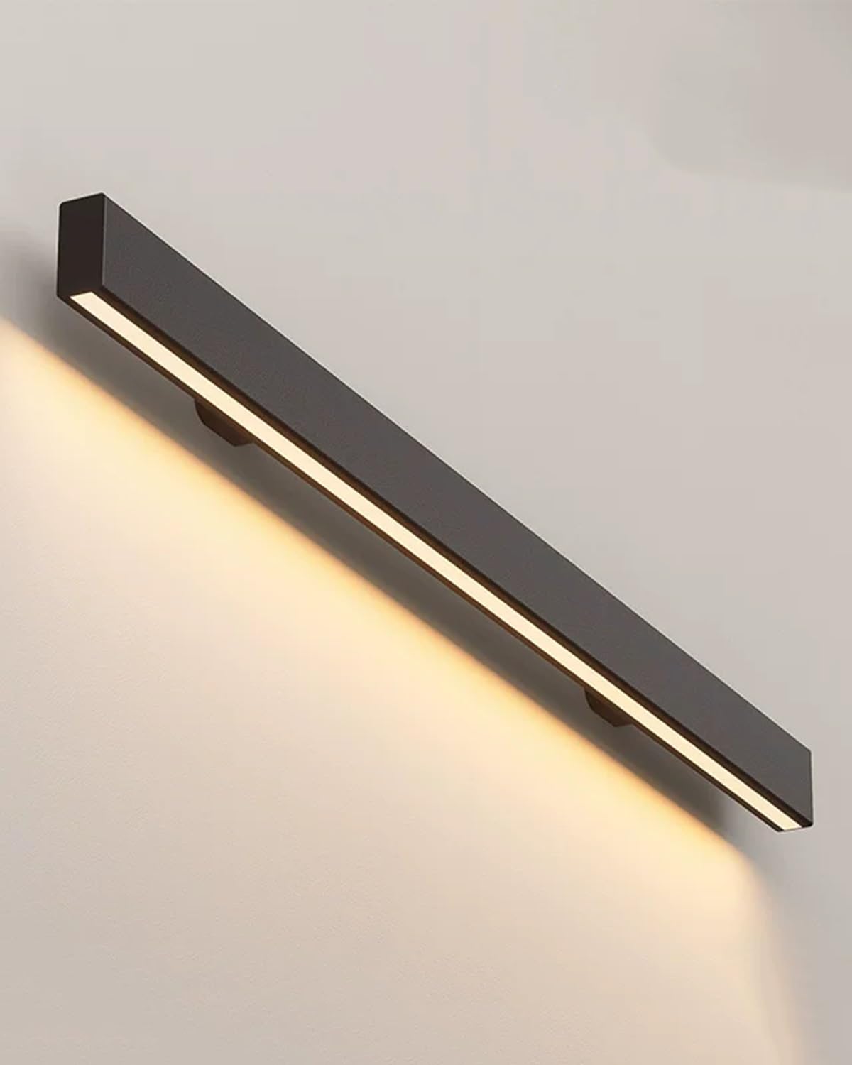 Matte Rectangle Stairs Handrail - Motion Sensor LED Lighting, Downwash Light Staircase Support Railing, Basement Hallway Wall Baluster(Left,15ft/455cm)