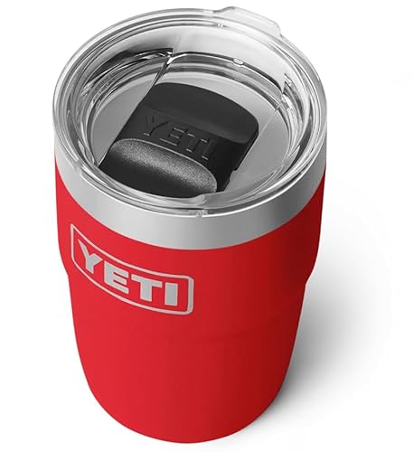 YETI Rambler Stackable Cup with Durasip Ceramic Lining, Vacuum Insulated Stainless Steel Cup with Magslider Lid, Rescue Red, 8 oz (236 ml)