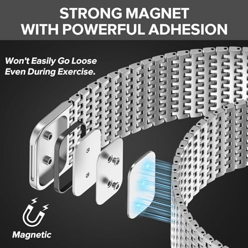 Image of WINGLE Magnetic Mesh Loop for Apple Watch Band Ultra 3 /2 /1 Band 49mm 46mm 45mm 44mm 42mm 40mm 41mm 38mm Men Women, Stainless Steel Adjustable Metal Strap for iWatch Series 11 10 9 8 7 6 5 4 3 2 1 SE