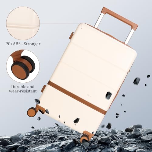 Image of 20 Inch Carry on Luggage, Hardside Suitcase with wheels Tsa Lock Hardshell Waterproof Travel Suitcases luggage for Women /Men /Family (White)