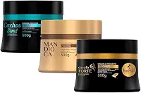 Kit Cronograma Capilar para Cabelos Cacheados Hidratação, Reconstrução, Nutrição
