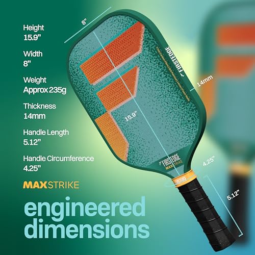 Image of MaxStrike Japanese Toray T700 Carbon Fibre Thermoformed Pickle Ball Racket | Carbon Abrasive Surface | Wide Sweet Spot Paddle | Pickle Ball Paddle Premium PU Racket Cover Included
