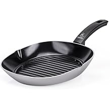Moneta Innova Grill Pan 28 x 28 cm, Natural FineGres Coating NO PFAS, Also Suitable for Induction, 100% Made in Italy