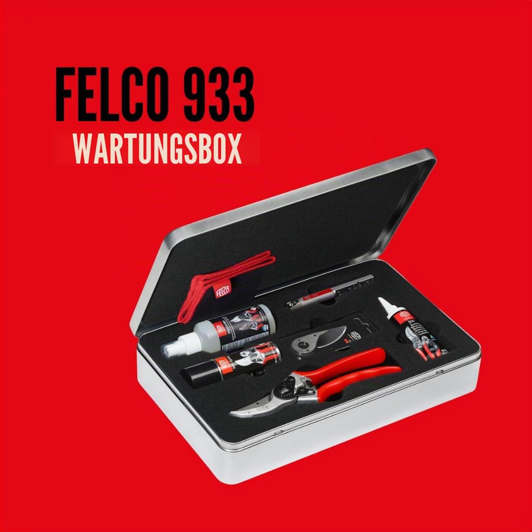 FELCO 933 Wartungsset Gartenschere komplett mit FELCO 2, Ersatzklinge 2/3, Schärfer 905, Schmiermittel 980, Reiniger 981, Fett 990, Schlüssel 2/30 Reinigungstuch Schweiz