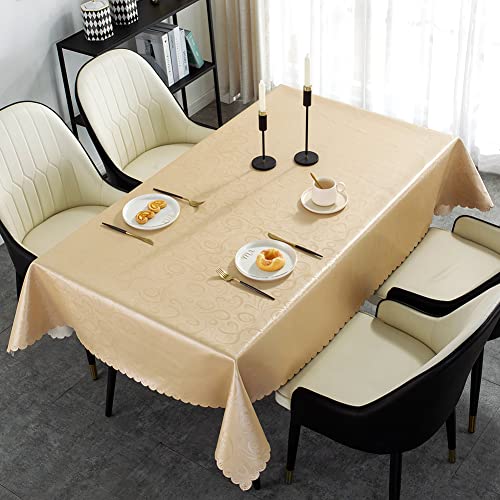 Qualsen Square Tablecloth, Heavy Duty Wipe Clean Waterproof Table Cloth (70 x 70 inch,Champagne Gold)